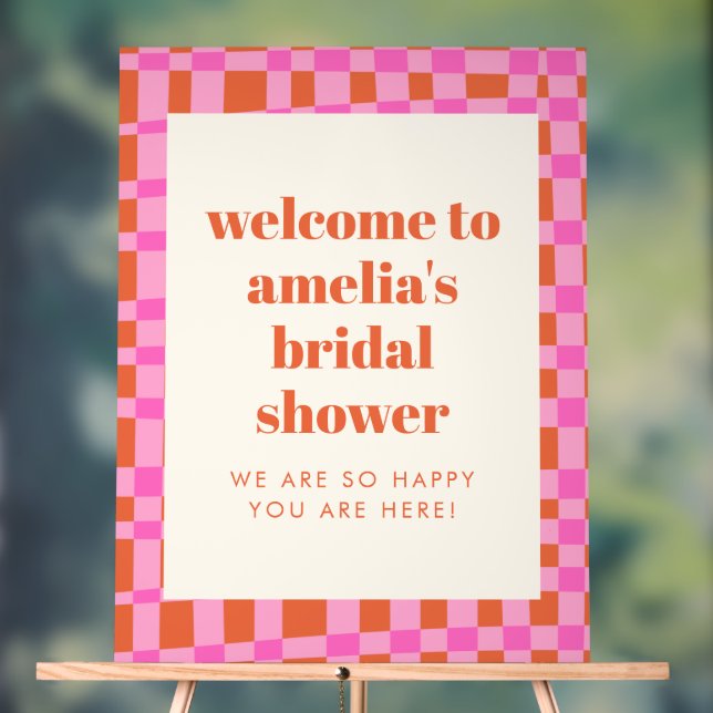 Abstract Pink Orange Custom Bridal Shower Welcome  (Neutre)