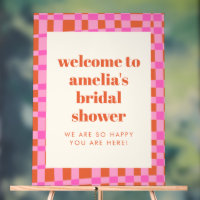 Abstract Pink Orange Custom Bridal Shower Welcome 