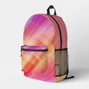 Abstract Pink & Orange Geometric Printed Backpack 