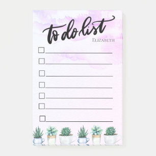 Abstract,Pink Paint Splash,Cactus To Do List Post-it Notes