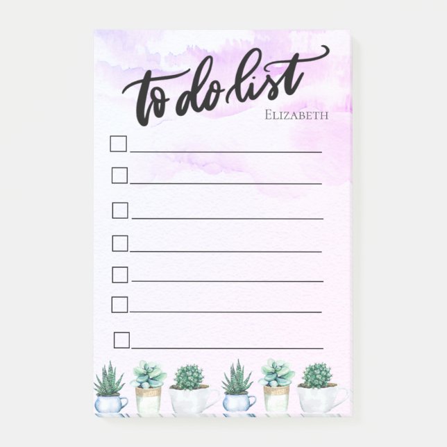 Abstract,Pink Paint Splash,Cactus To Do List Post-it Notes (Front)