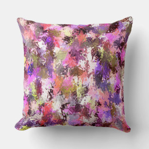 Abstract Pink Paint Splatter Throw Pillow