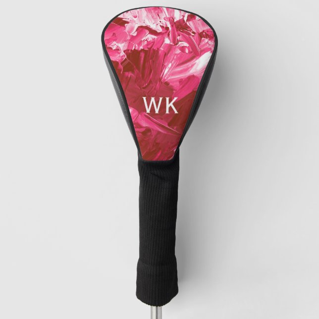 Abstract Pink Paint Waves Golf Head Cover (Front)