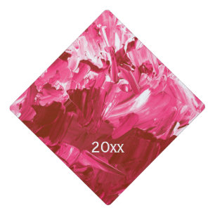 Abstract Pink Paint Waves Graduation Cap Topper