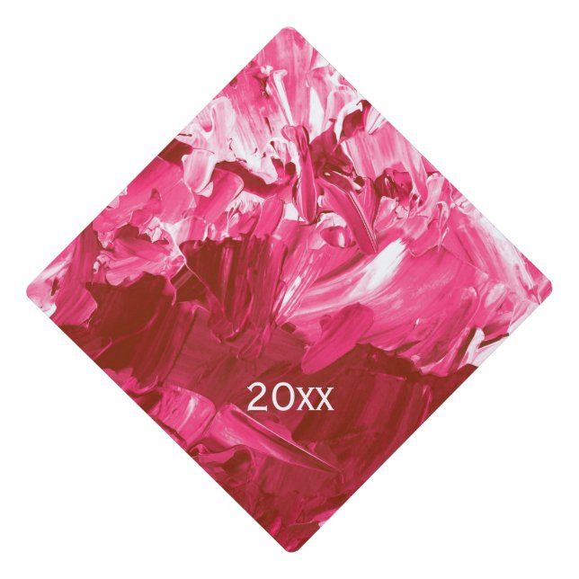Abstract Pink Paint Waves Graduation Cap Topper (Front)