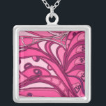 Abstract Pink Panel Painting Silver Plated Necklace<br><div class="desc">A Daliesque print,  this abstract pink painting by Tina Kafantaris features twisted,  melted lines segmented into three panels. A vibrant surrealist print that would look great on a number of products. Get yours today!</div>
