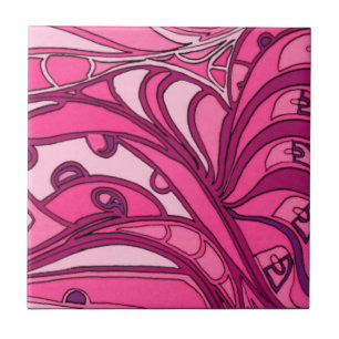Abstract Pink Panel Painting Tile