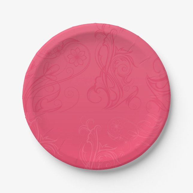 Abstract Pink Paper Plates (Front)