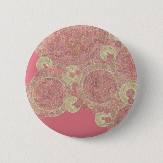 abstract pink pattern floral colour personalize ar 2 inch round button (Front)