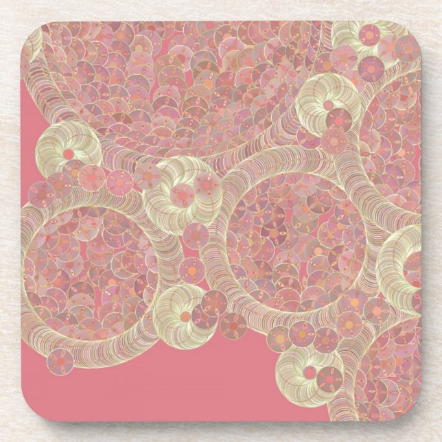 abstract pink pattern floral colour personalize ar coaster (Front)