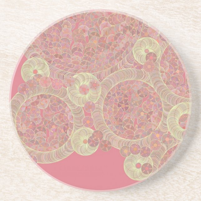 abstract pink pattern floral colour personalize ar coaster (Front)