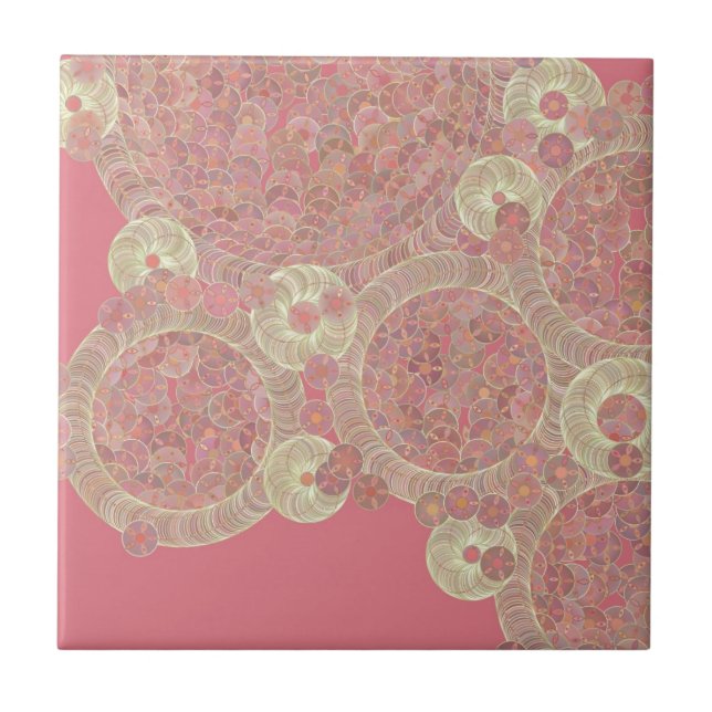 abstract pink pattern floral colour personalize ar tile (Front)