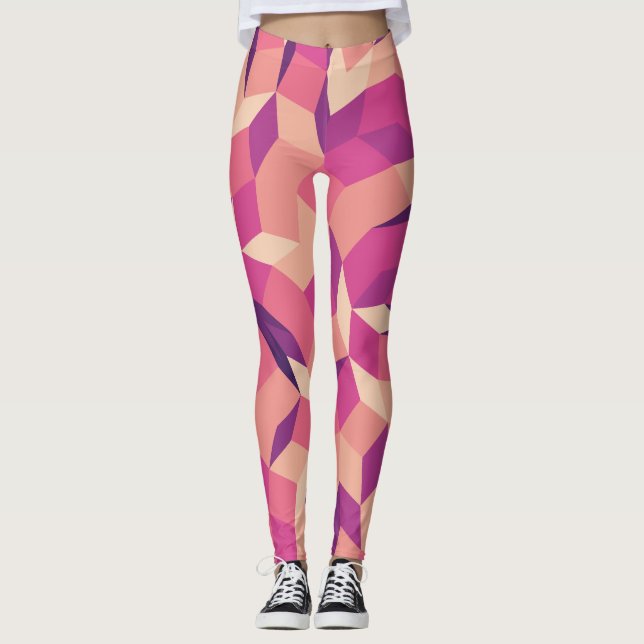 Abstract Pink Pattern Leggings (Front)