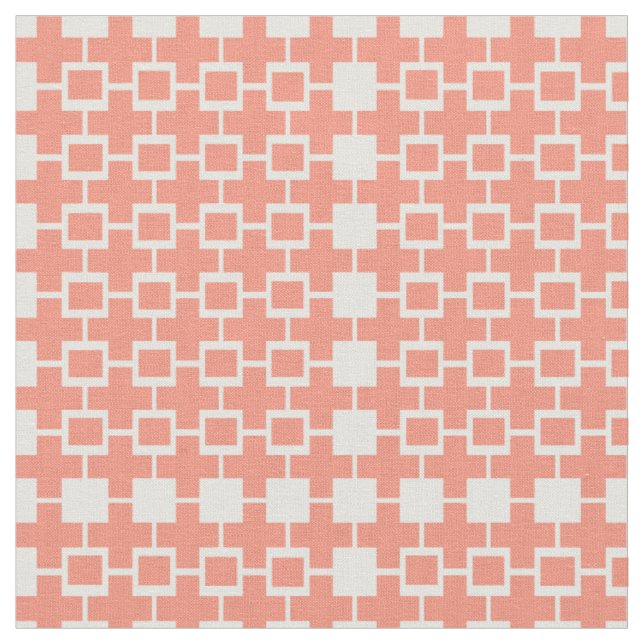 Abstract Pink Peach Cube Square Fabric (Close Up)