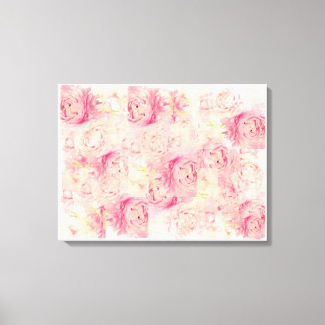 Abstract Pink Peonies Three Panel Canvas Art (Front)