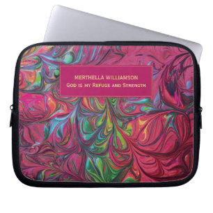 Abstract PINK Personalized Christian Scripture Laptop Sleeve