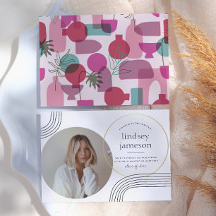 Abstract   Pink Photo Graduation Announcement