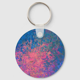 Abstract, Pink, Purple & Blue, Alcohol Ink Keychain