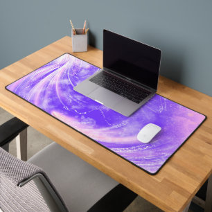 Abstract Pink purple Dandelions and fireflies  Desk Mat