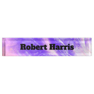 Abstract pink Purple Dandelions and fireflies  Nameplate