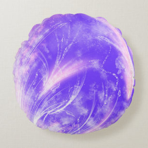Abstract Pink Purple Dandelions and fireflies Round Pillow