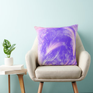 Abstract Pink Purple Dandelions and fireflies Throw Pillow
