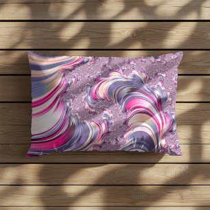 Abstract Pink Purple Fractal Swirl Lumbar Pillow