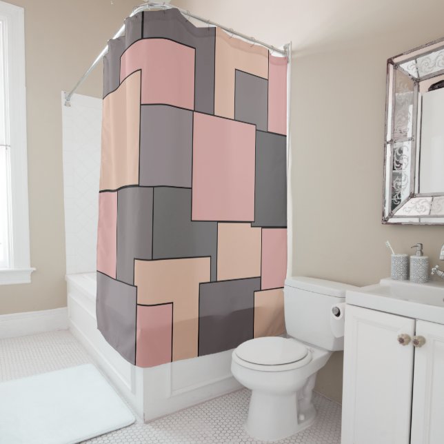 Abstract pink purple grey geometric art (In Situ)