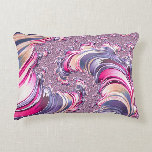 Abstract Pink Purple Spiral Fractal Accent Pillow (Front)