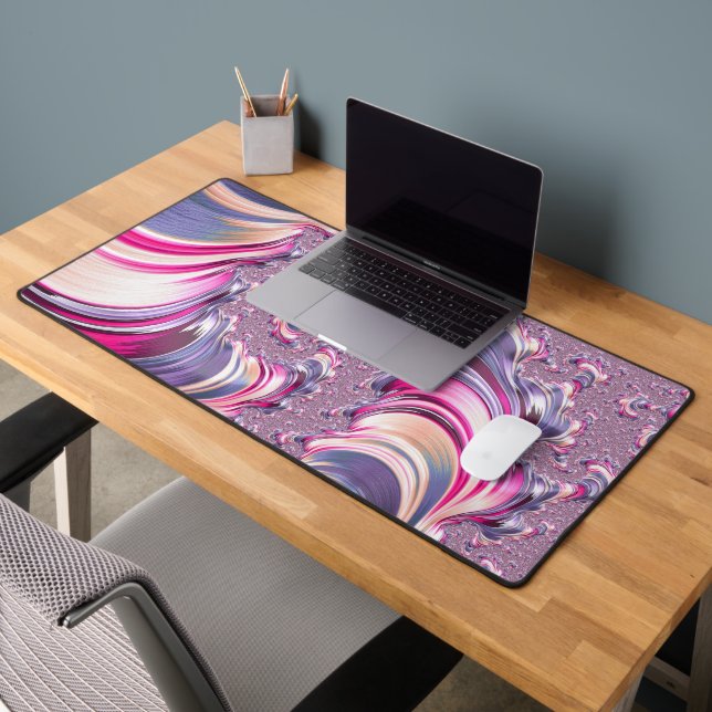 Abstract Pink Purple Spiral Fractal Desk Mat (Office 2)