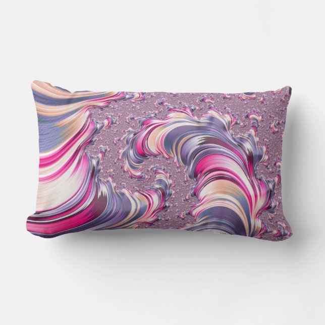Abstract Pink Purple Spiral Fractal Lumbar Pillow (Front)