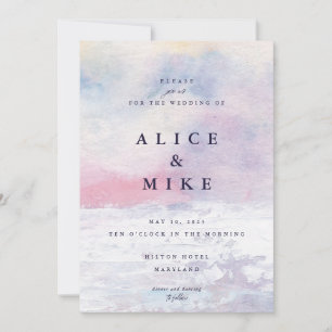 Abstract Pink & Purple Watercolor Background Invit Invitation