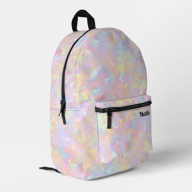 abstract pink purple yellow opal  printed backpack (Back Corner Left)