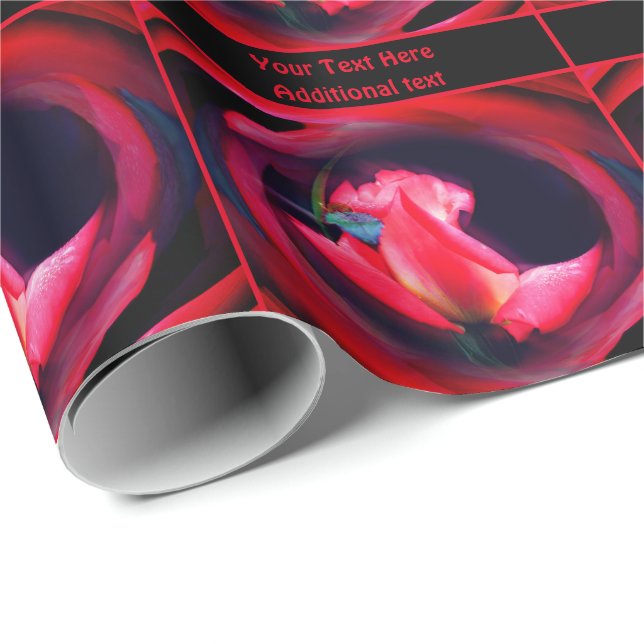 Abstract Pink Rose Flower Personalized Wrapping Paper (Roll Corner)