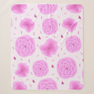 Abstract pink roses, seamless pattern sherpa blanket
