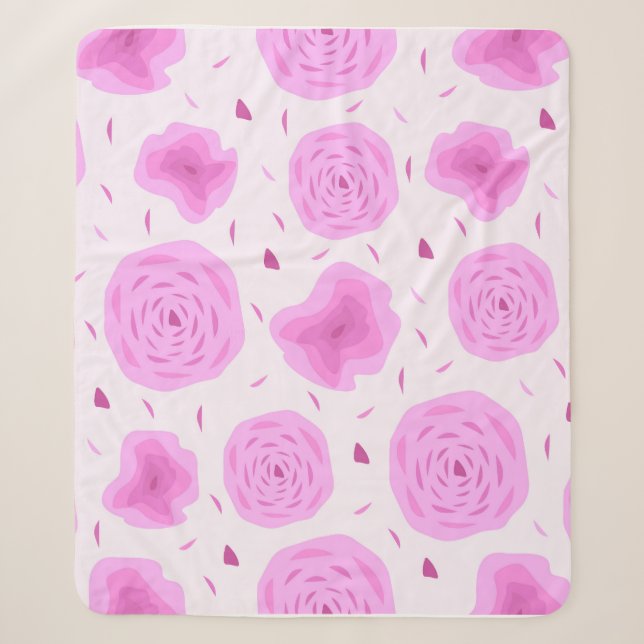 Abstract pink roses, seamless pattern sherpa blanket (Front)