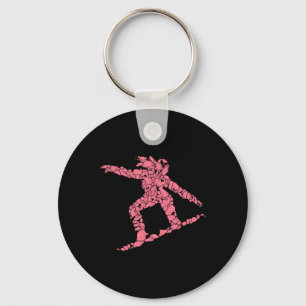 Abstract Pink Snowboarder Winter Sports Art Design Keychain