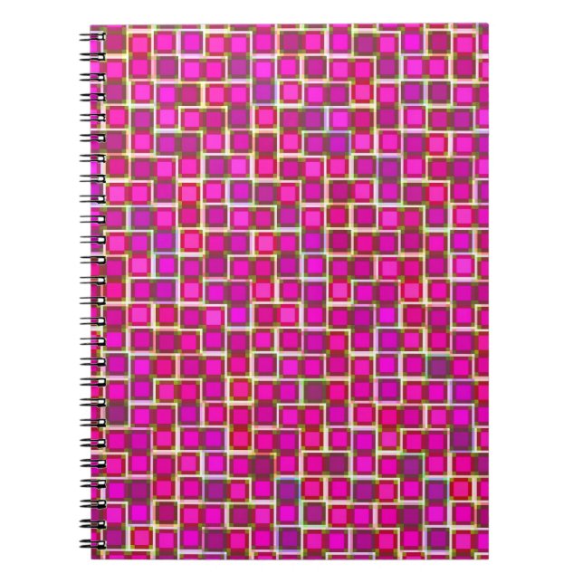 Abstract Pink Squares Pattern Notebook (Front)