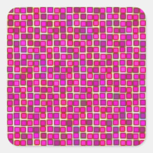 Abstract Pink Squares Pattern Square Sticker