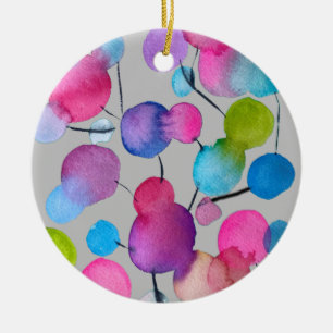 Abstract pink Summer Tree art Ceramic Ornament