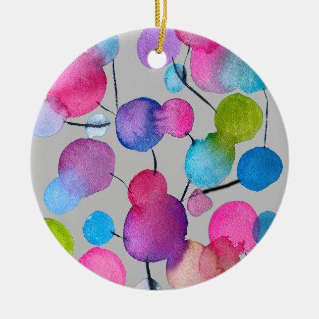Abstract pink Summer Tree art Ceramic Ornament (Front)