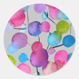 Abstract pink Summer Tree art Classic Round Sticker
