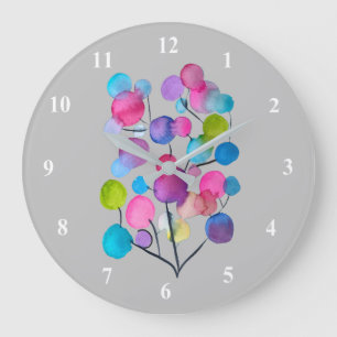 Abstract pink Summer Tree art Large Clock
