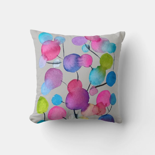 Abstract pink Summer Tree art Throw Pillow (Front)