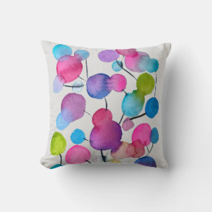 Abstract pink Summer Tree art Throw Pillow