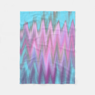 Abstract Pink Teal Girly Ikat Chevron Zigzag Fleece Blanket