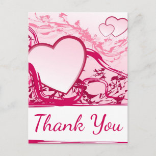 Abstract Pink Thank You Hearts - Purple Fuchsia Postcard