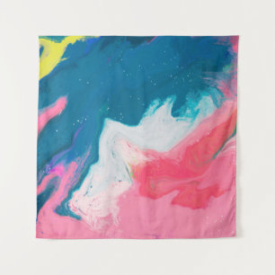 Abstract pink, turquoise: marble paint background tapestry
