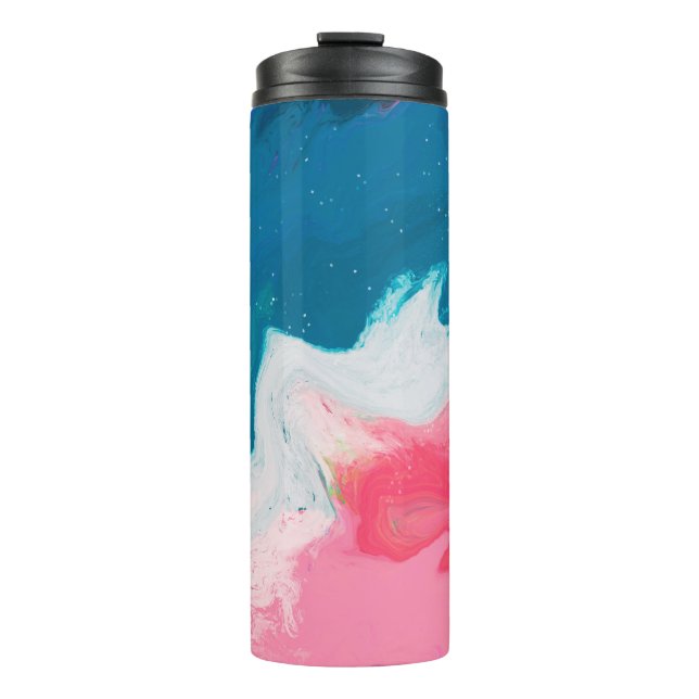 Abstract pink, turquoise: marble paint background thermal tumbler (Front)