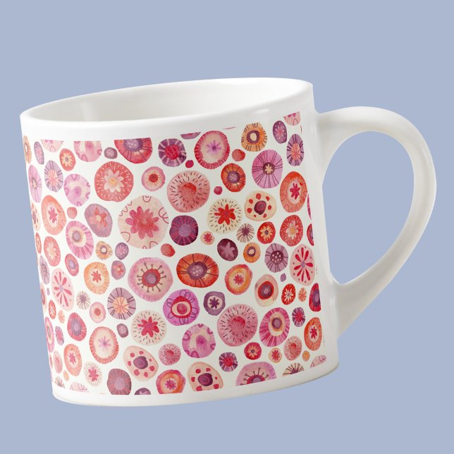 Abstract Pink Watercolor Floral Pattern Espresso Cup (Fun abstract modern floral  espresso cup)